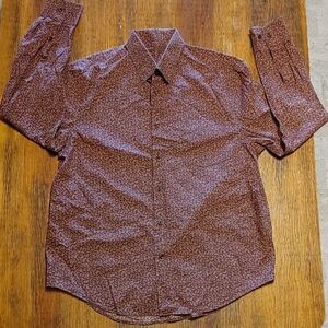 Perry Ellis Purple Paisley Casual Button Down Shirt size Large